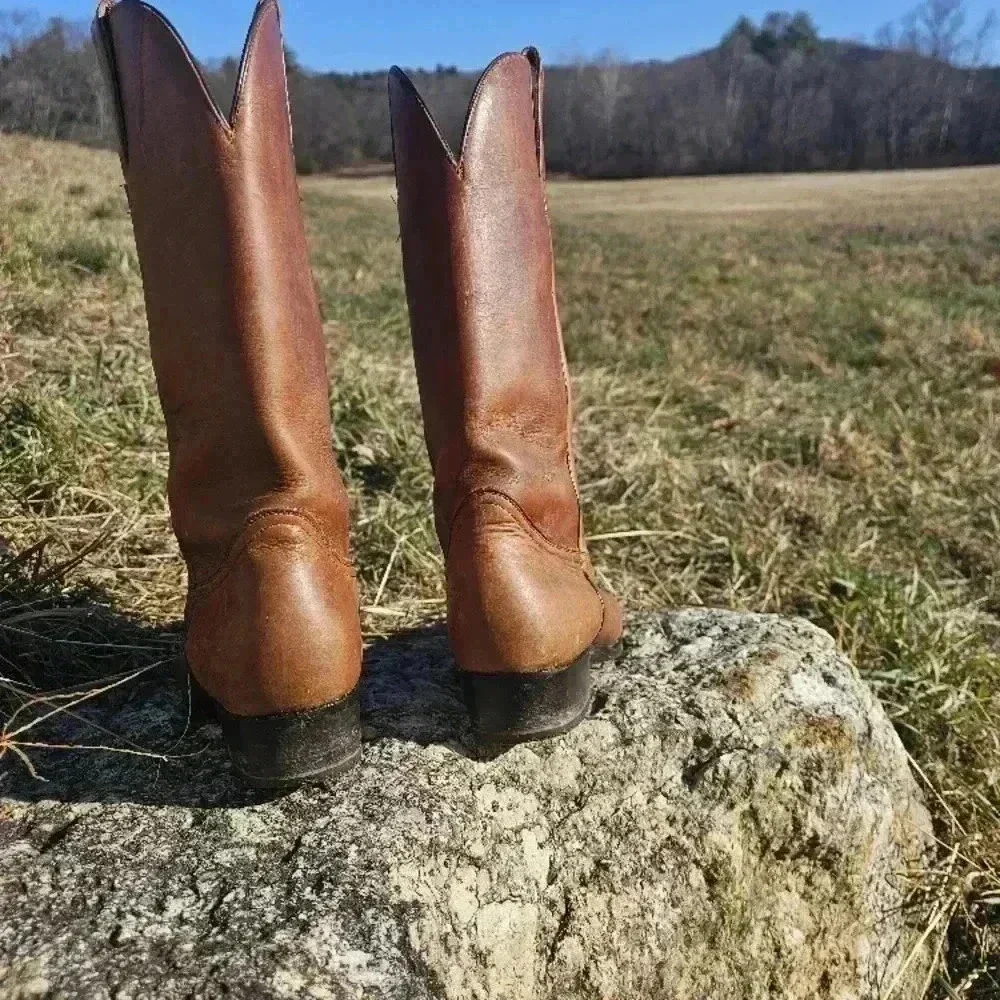 Vintage Brown Leather Cowboy Boots